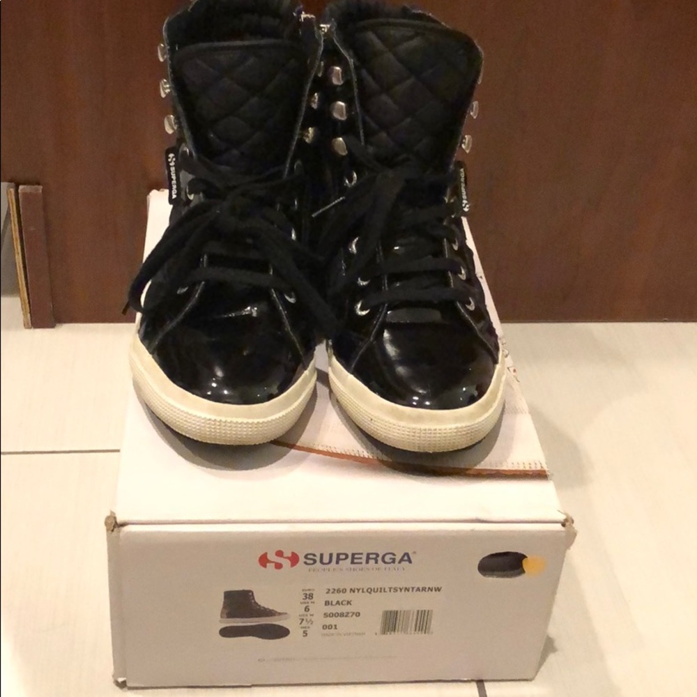 High top patent and quilted Supergas